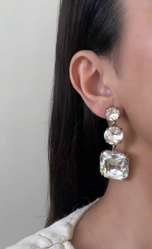 گوشواره جواهری نقره ای