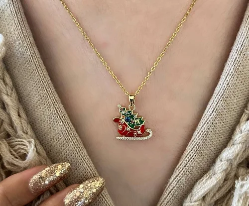 گردنبند کریسمس طرح سورتمه