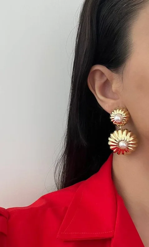 گوشواره طلایی طرح glitter