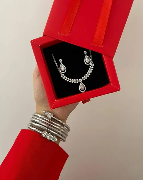 نیم ست جواهری طرح اشک