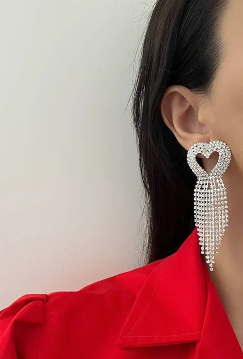 گوشواره تمام نگین طرح  قلب