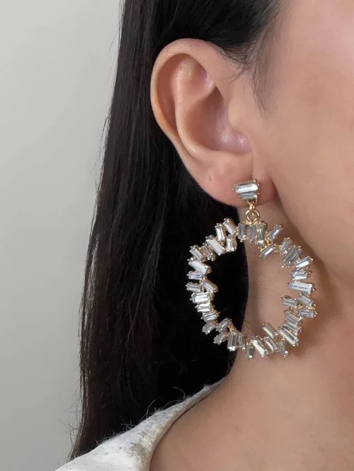 گوشواره جواهری نقره ای طرح دایره