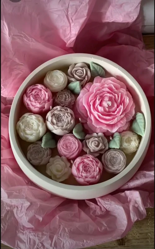 شمع به طرح شات بتنی گل