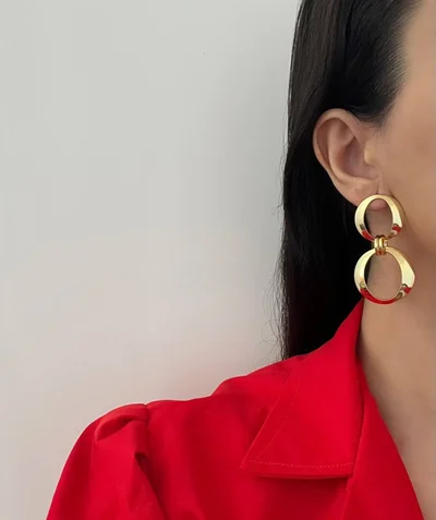 گوشواره طلایی طرح chains