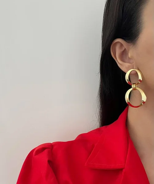 گوشواره طلایی طرح chains