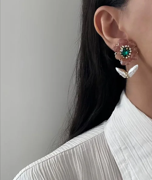 گوشواره رنگی طرح گل