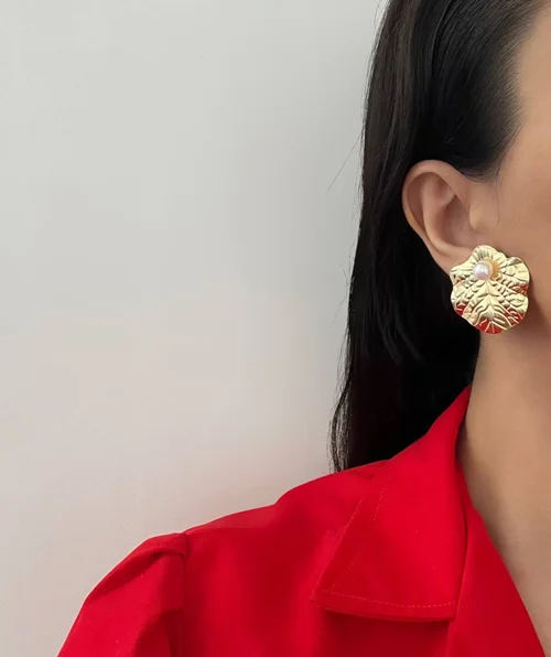 گوشواره طلایی طرح گل