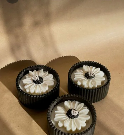 شمع طرح شات شیاردار بابونه