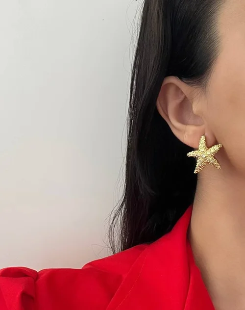 گوشواره طلایی طرح ستاره دریایی