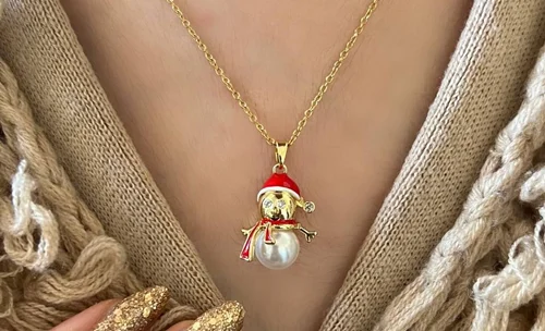 گردنبند کریسمس طرح آدم برفی