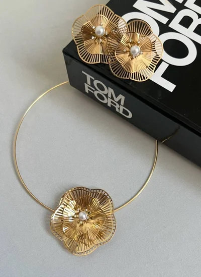 نیم ست فشن طرح تک گل با  مروارید