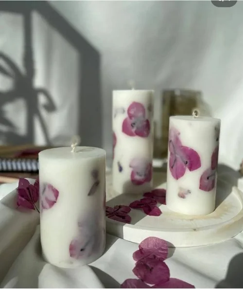 شمع طرح استوانه دو‌جداره گل کاغذی